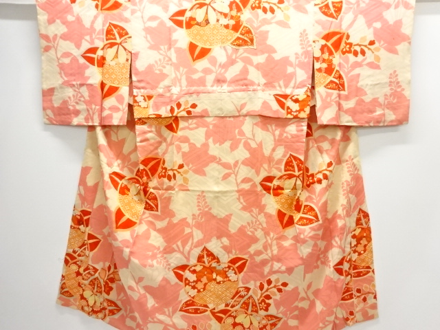 アンティーク　紋錦紗橘模様刺繍長襦袢